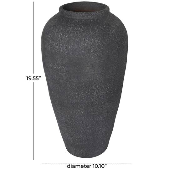 20" Black Ceramic Textured Vase